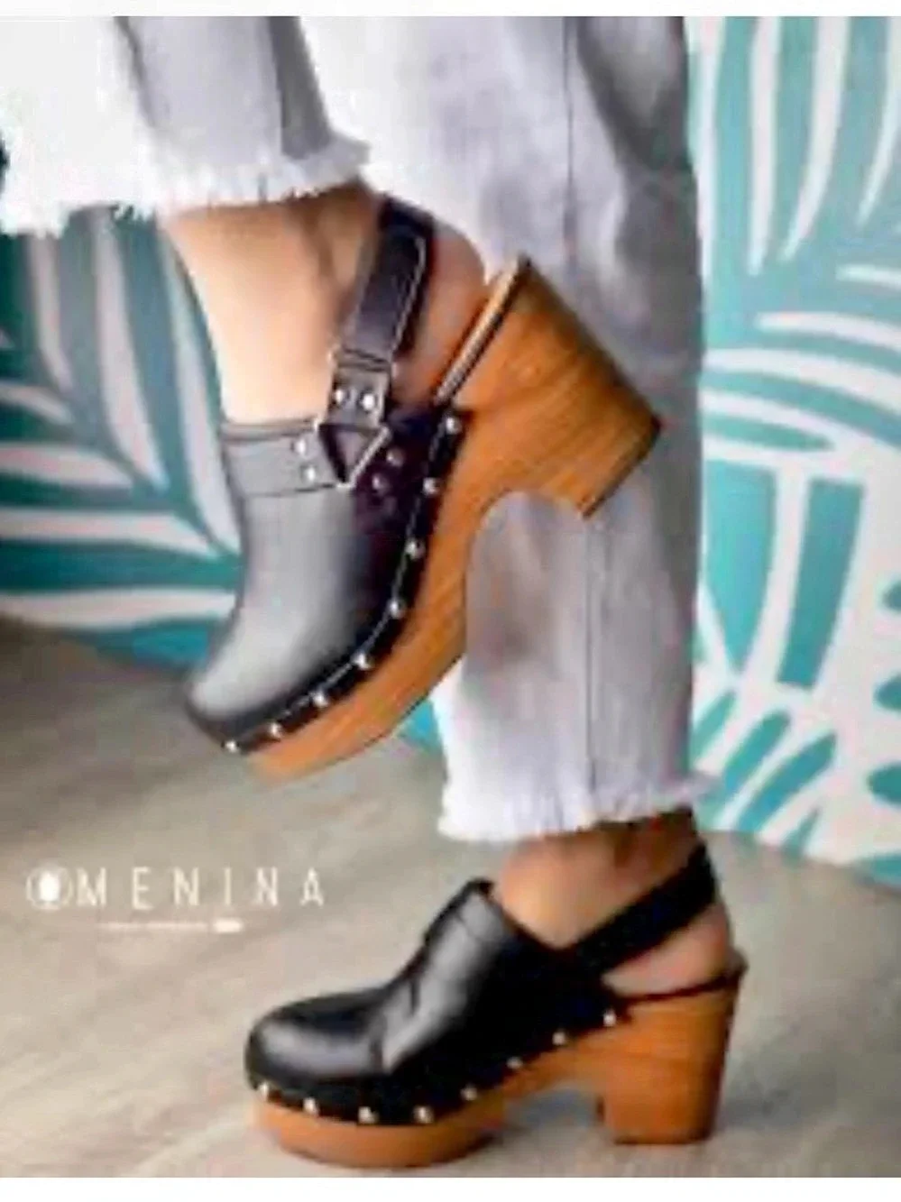 Menina Women's Black & Brown Platform Clogs Like New